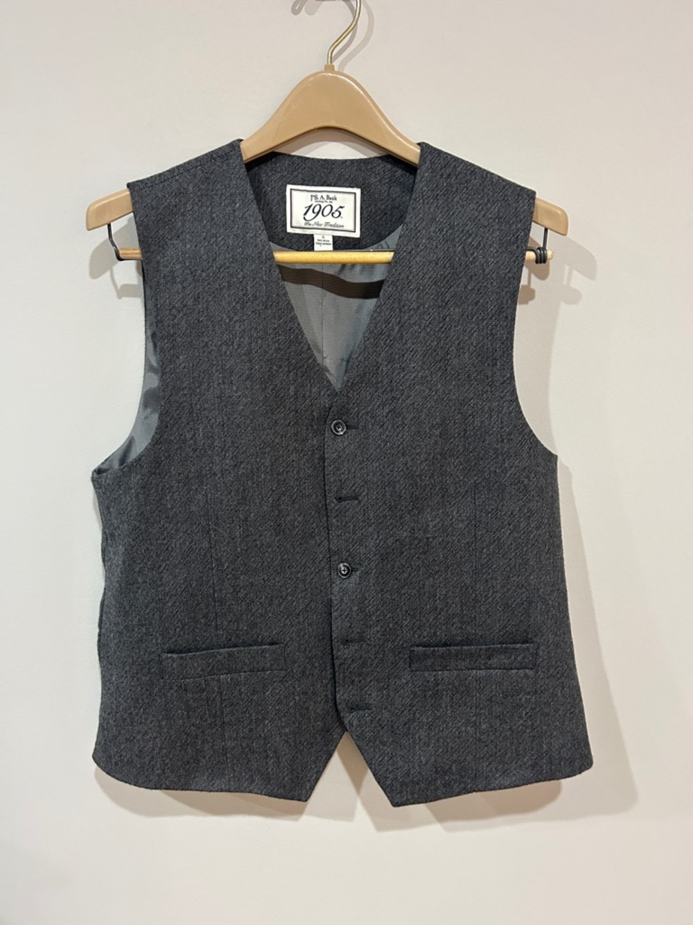 Jos. A. Bank Charcoal Gray Wool Vest